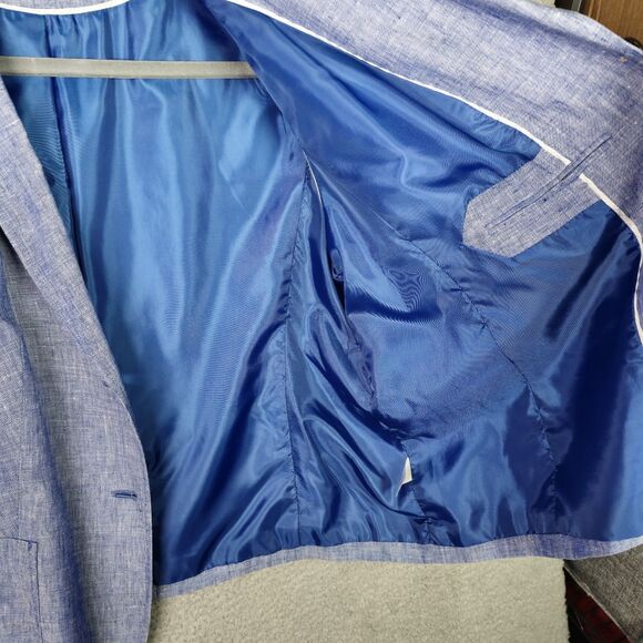 Talbots Blazer Jacket Women 22WP Chambray Blue 100% Linen Professional Career - Picture 7 of 16